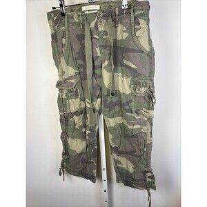 VTG Y2K Abercrombie & Fitch Low Rise Camo Cargo Capri Pants Womens M Paratrooper